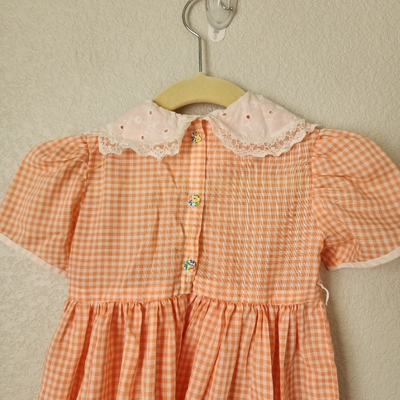 VINTAGE x 1970s Raggedy Ann Little Girls dress in orange - Picture 8 of 8